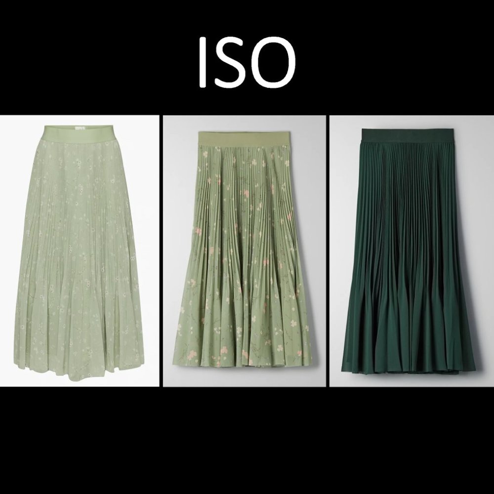 ISO: Aritzia Wilfred Twirl Skirts in Greens (XS)
